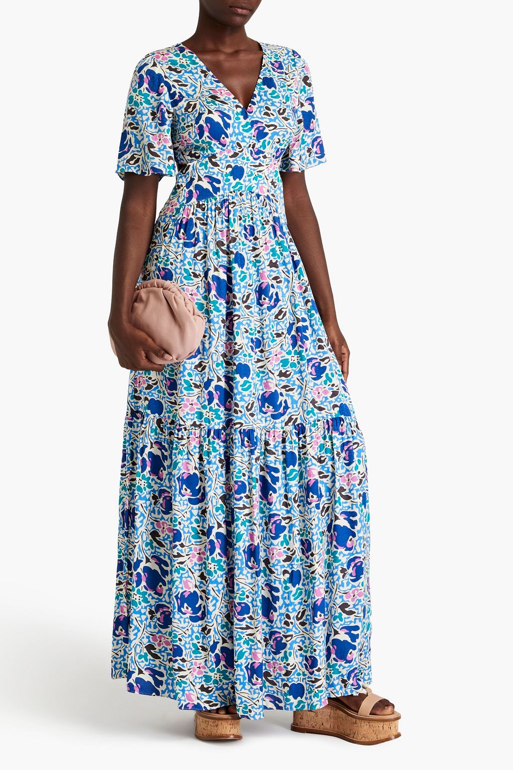 BA&SH Ova Maxikleid aus Jacquard mit Print und Cut-outs