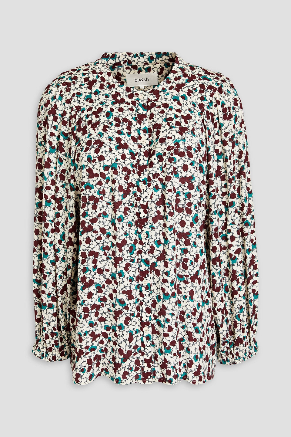 Ba&sh Ezra Printed Crepe Blouse In Ivory