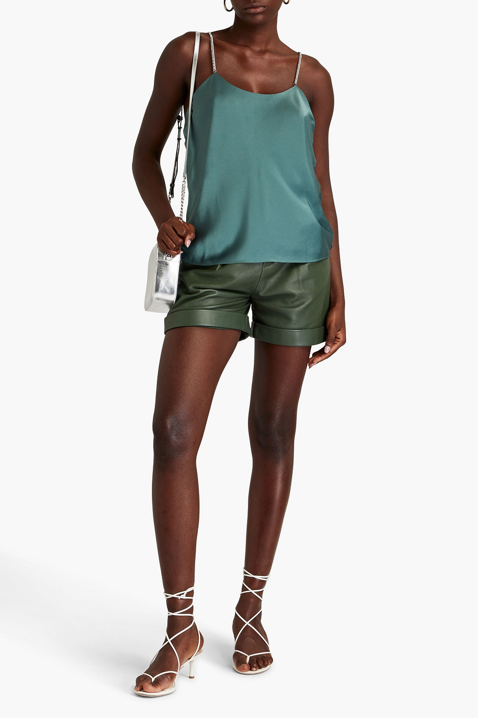 Ba&sh Top Aus Satin Mit Verzierung In Teal
