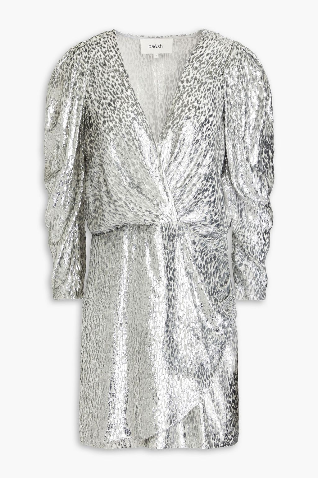 BA&SH Divina wrap-effect metallic fil coupé chiffon mini dress | THE OUTNET