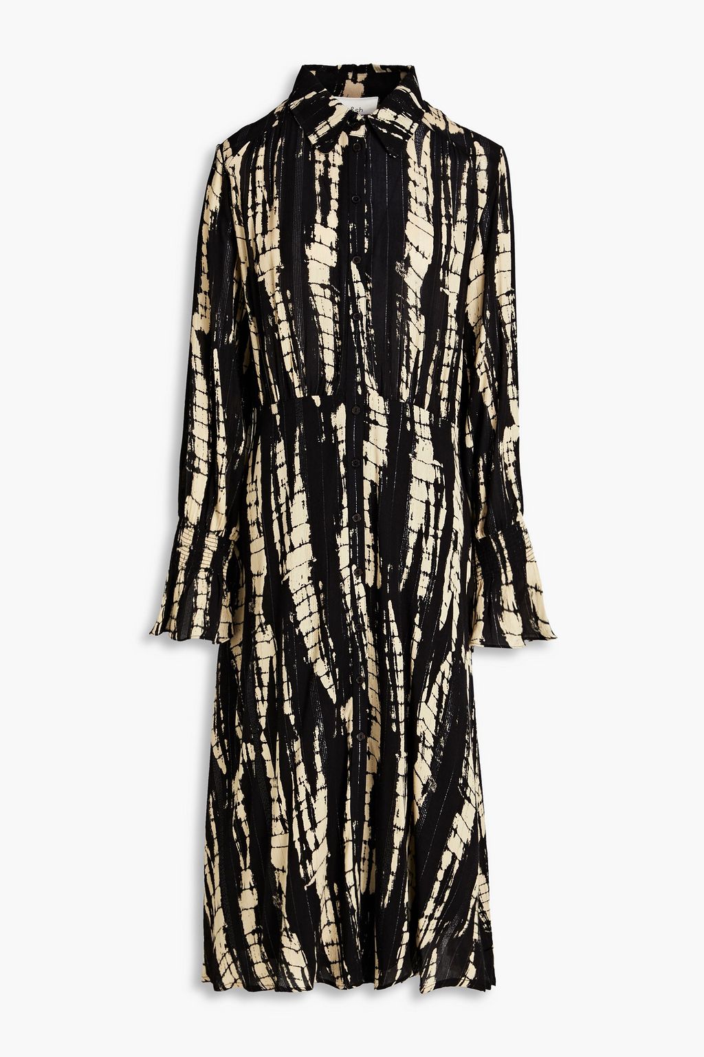 BA&SH Klore metallic printed gauze midi shirt dress | THE OUTNET