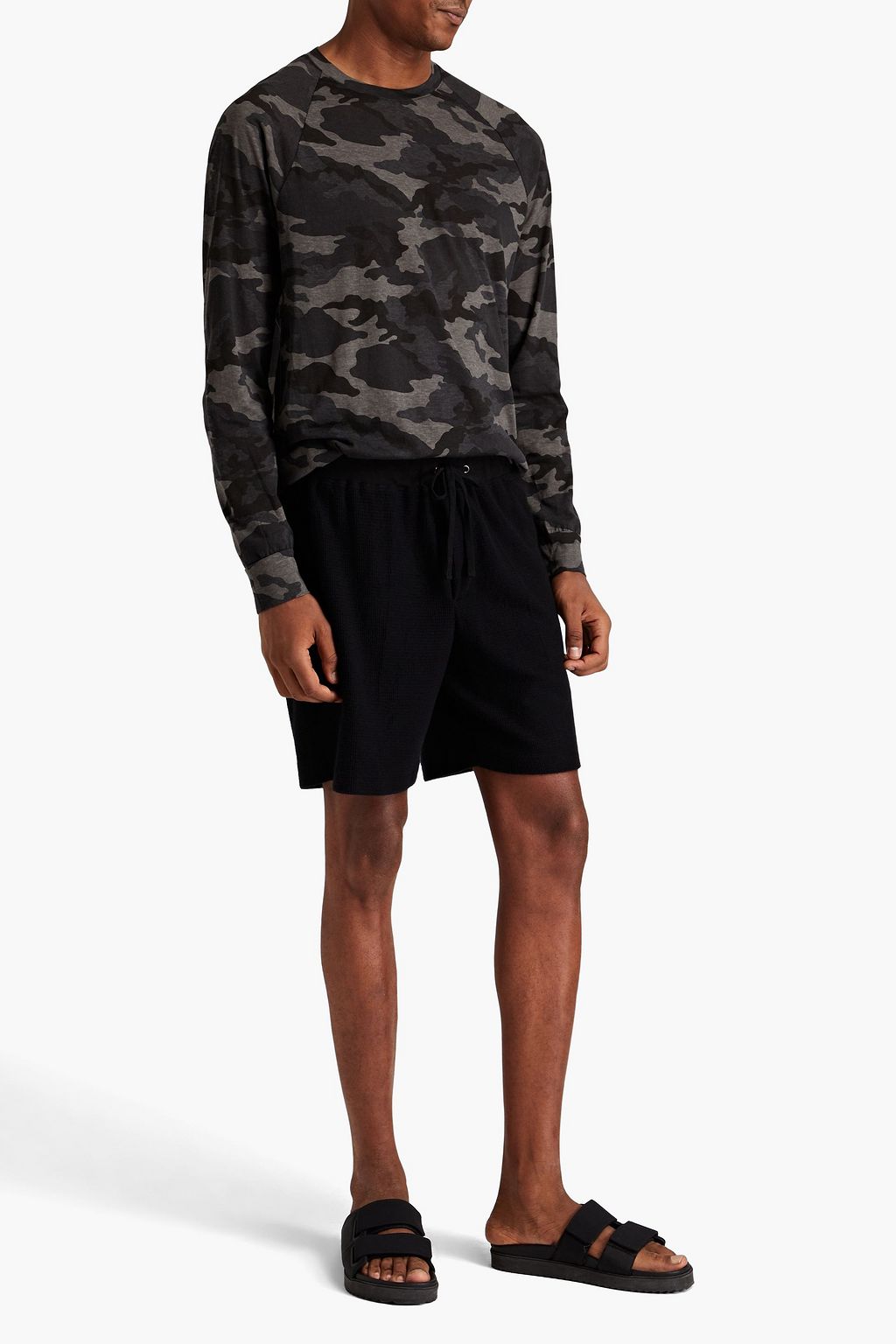 JAMES PERSE コットン&カシミヤ混 ショートパンツ ワッフルニット