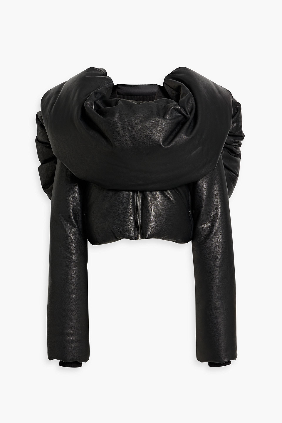 Rick Owens Padded Pebbled-leather Down Jacket In Black