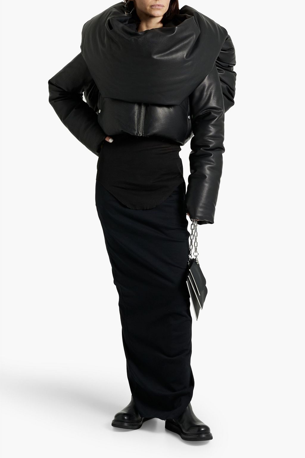 RICK OWENS Knot padded pebbled-leather down jacket
