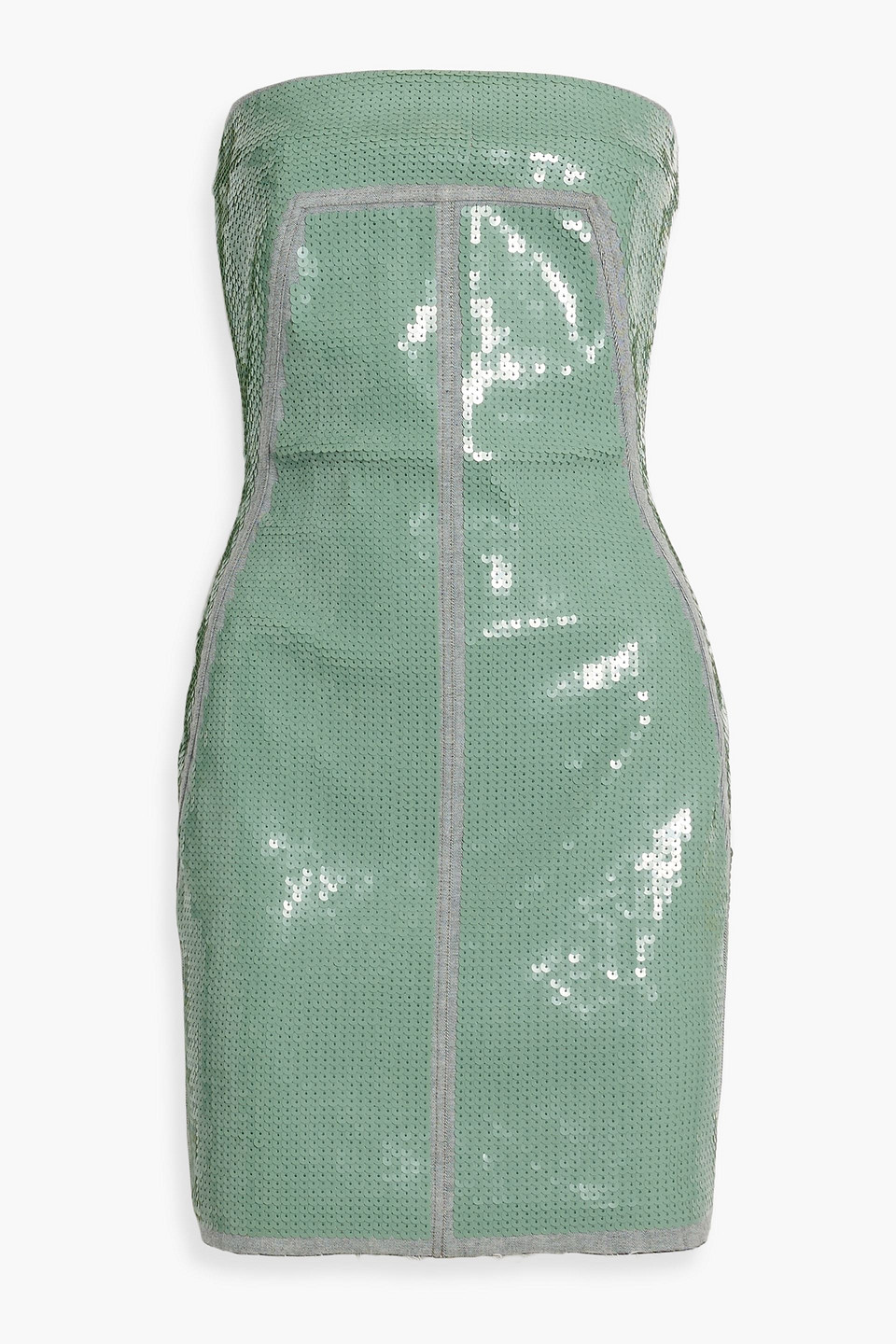 Rick Owens Sequined Denim Mini Dress In Mint | ModeSens