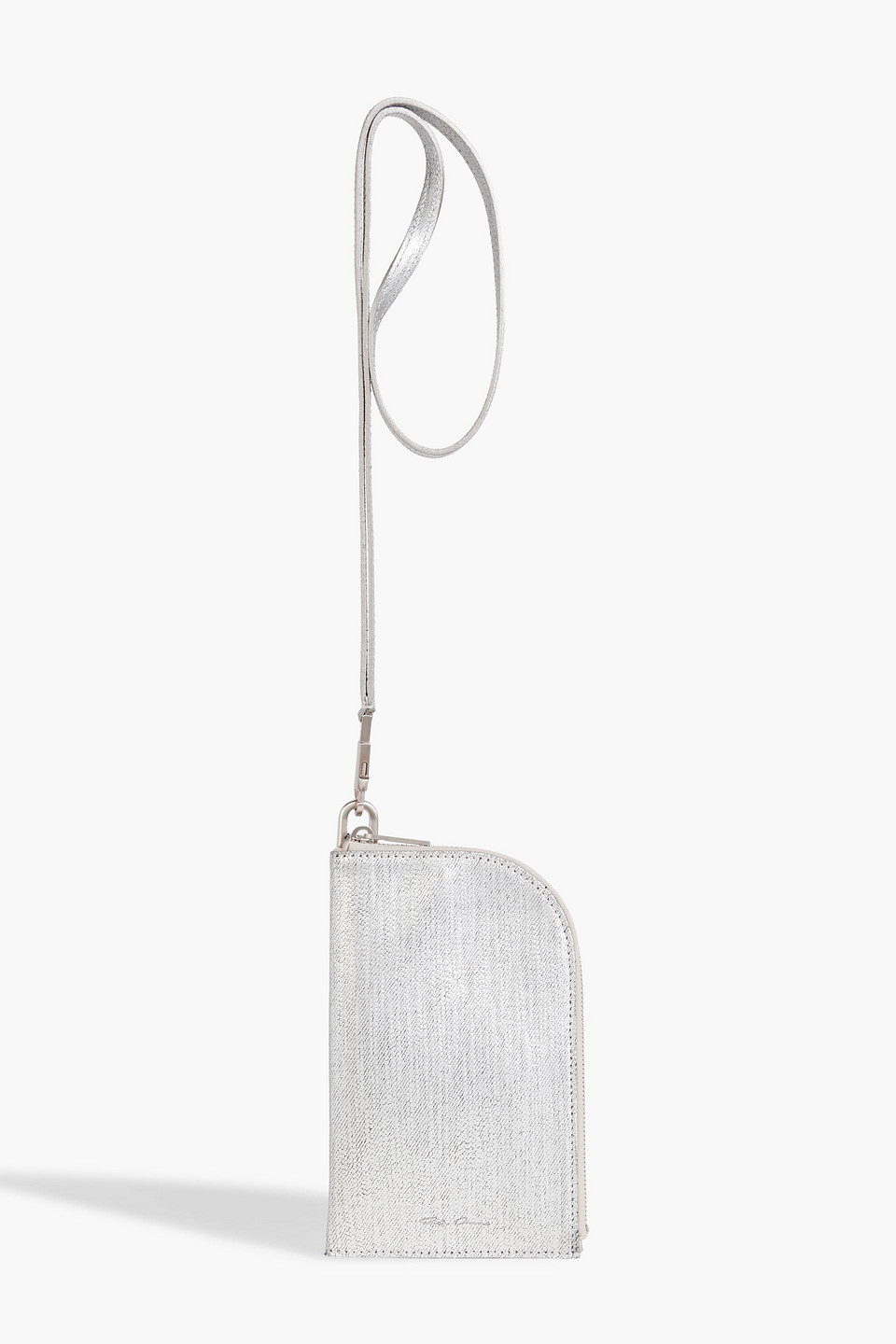 Rick Owens Metallic Coated-canvas Pouch In Silver