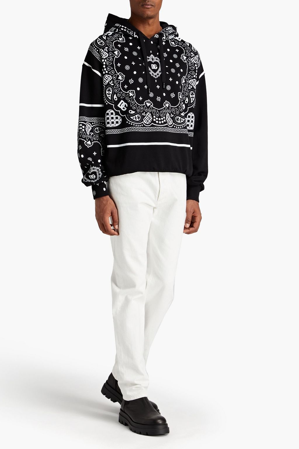 DOLCE&GABBANA Printed French cotton-terry hoodie