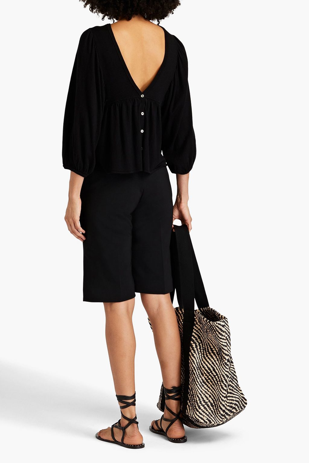 BA&SH Gathered cotton-blend cardigan