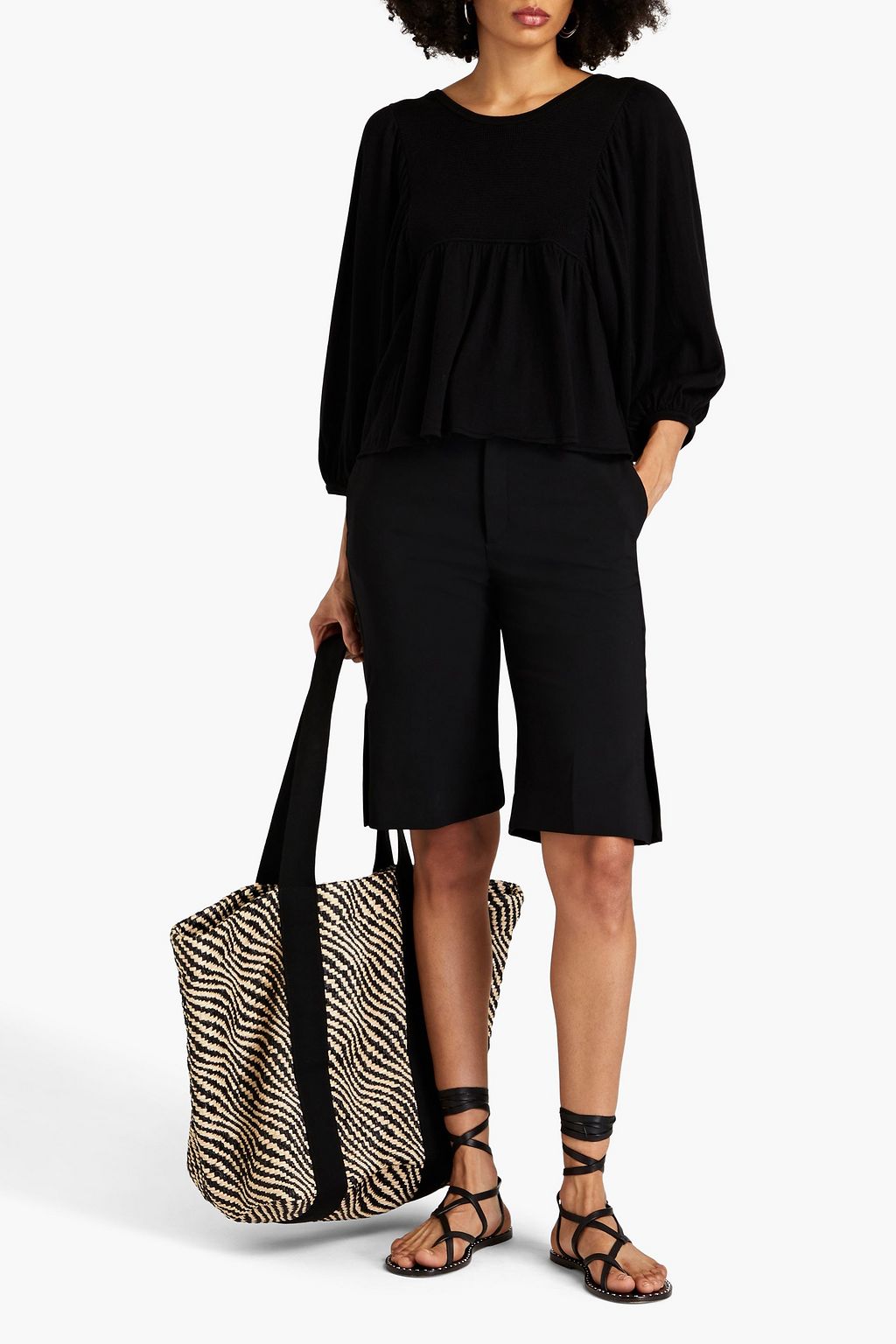 BA&SH Gathered cotton-blend cardigan