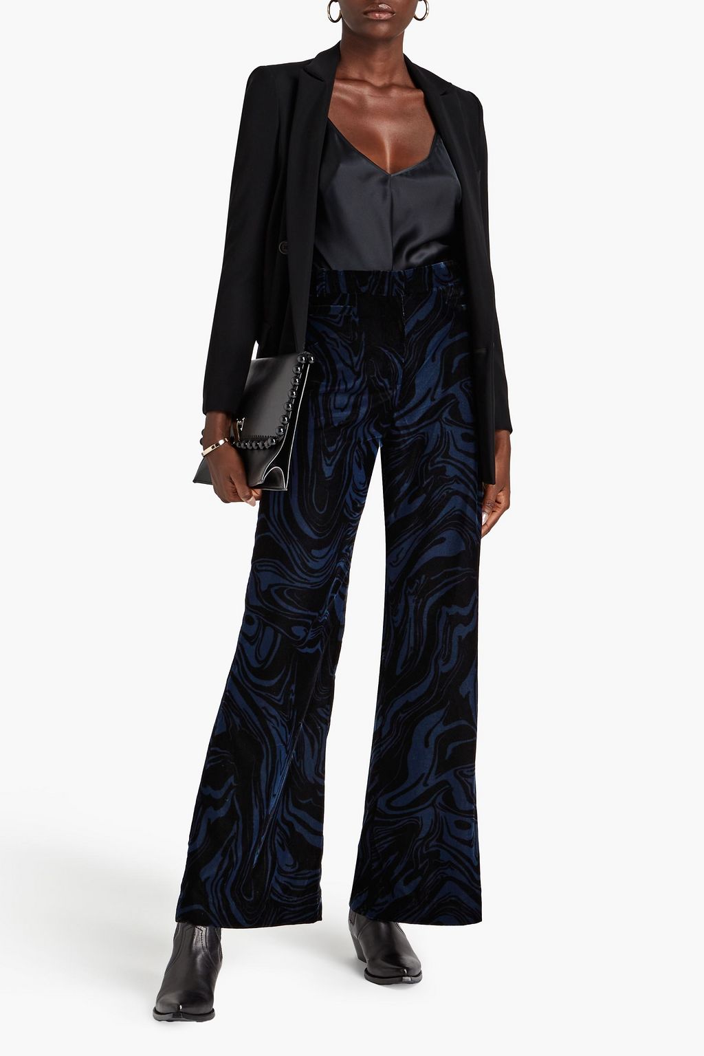 BA&SH Teana printed velvet flared pants