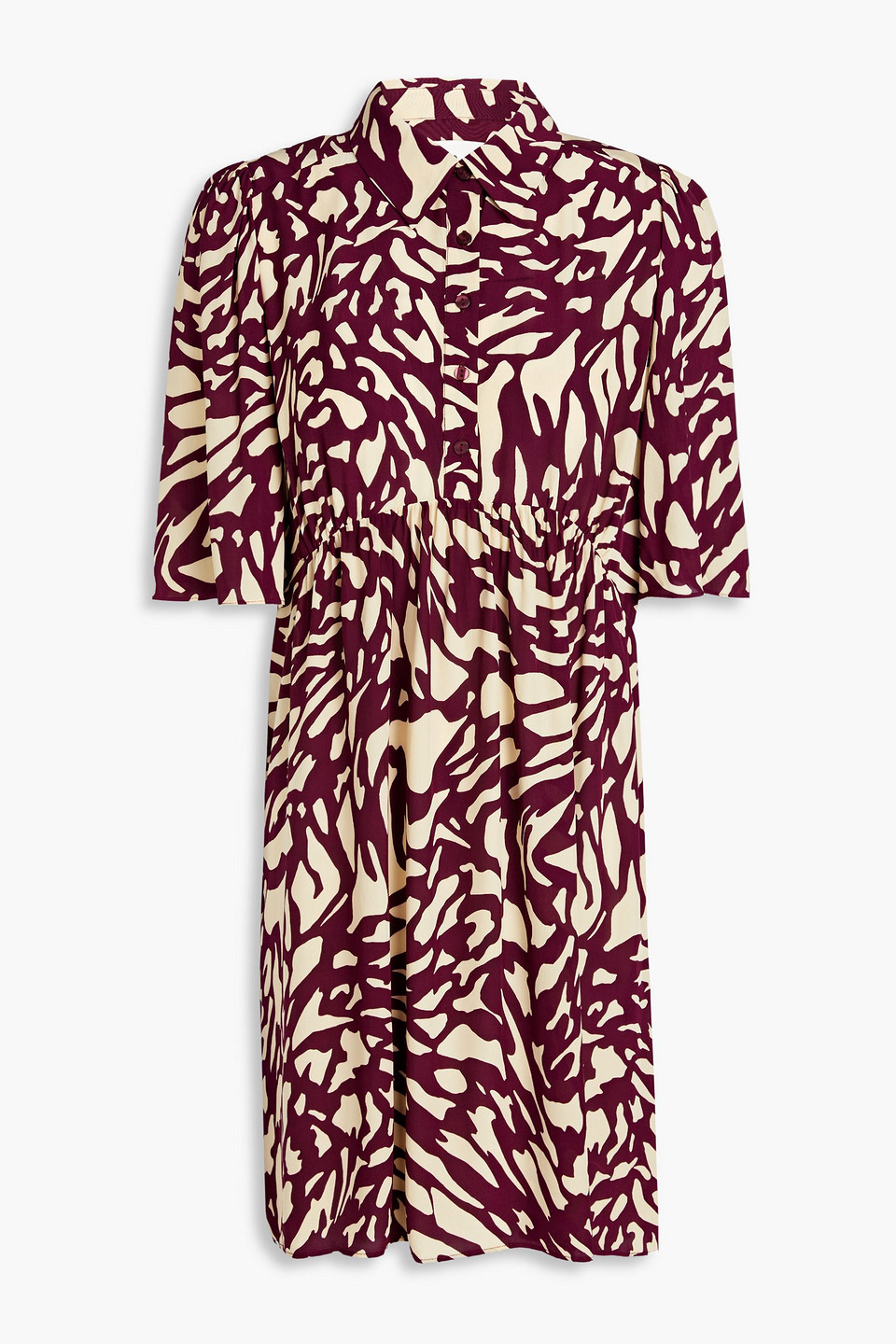 BA&SH GROOVE PRINTED CREPE DE CHINE MINI SHIRT DRESS