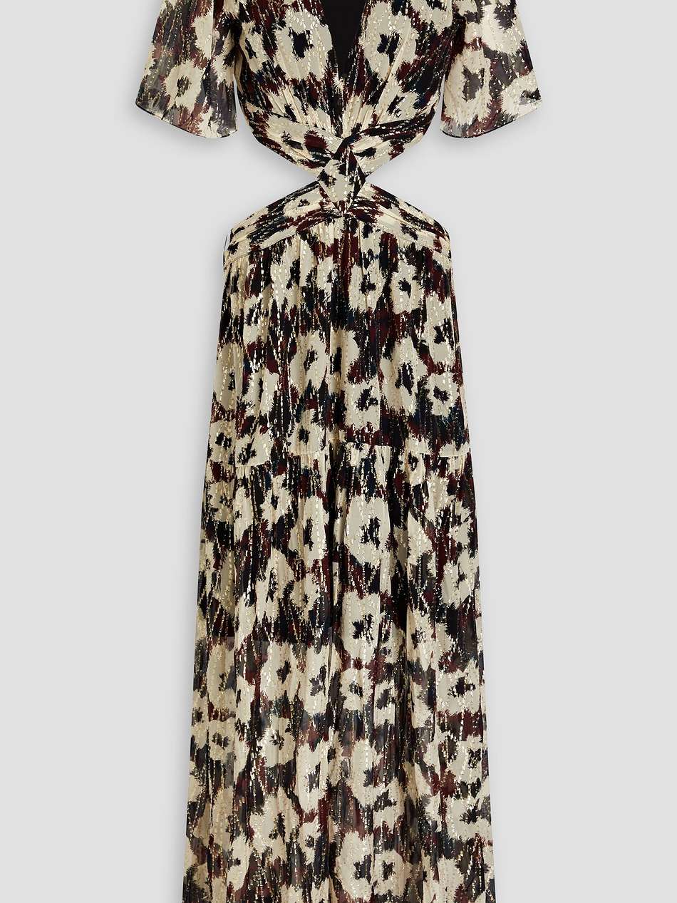 kandy printed metallic fil coupe maxi dress