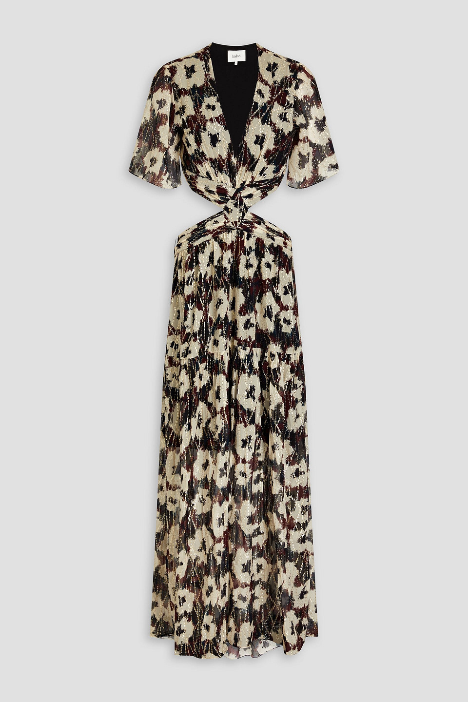 Ba&sh Kandy Printed Metallic Fil Coupe Maxi Dress In Ecru