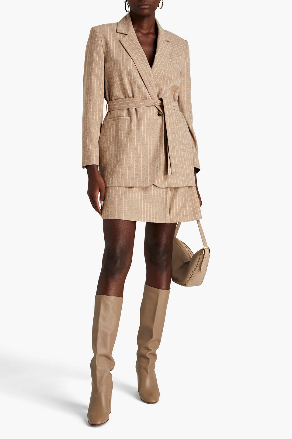 Ba&sh Doppelreihiger Blazer Aus Flanell Mit Streifen In Beige