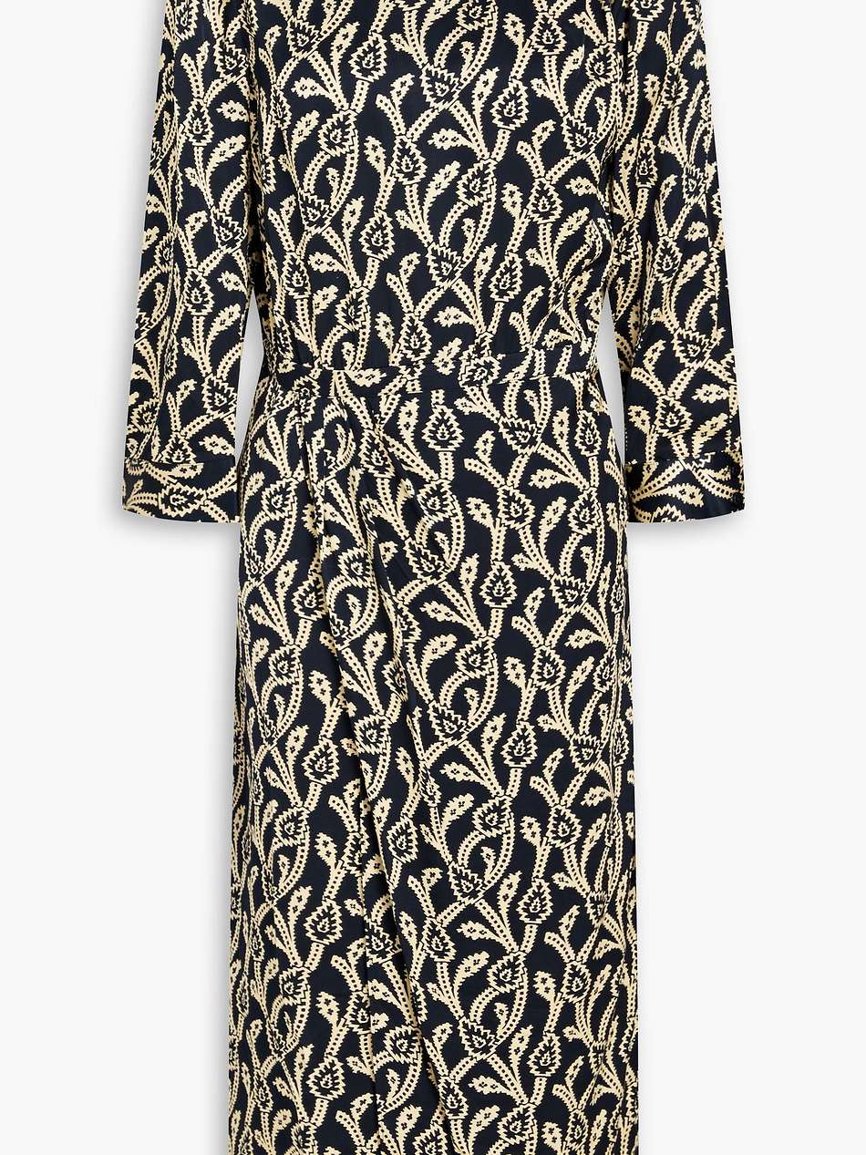 opal wrap-effect printed satin midi dress