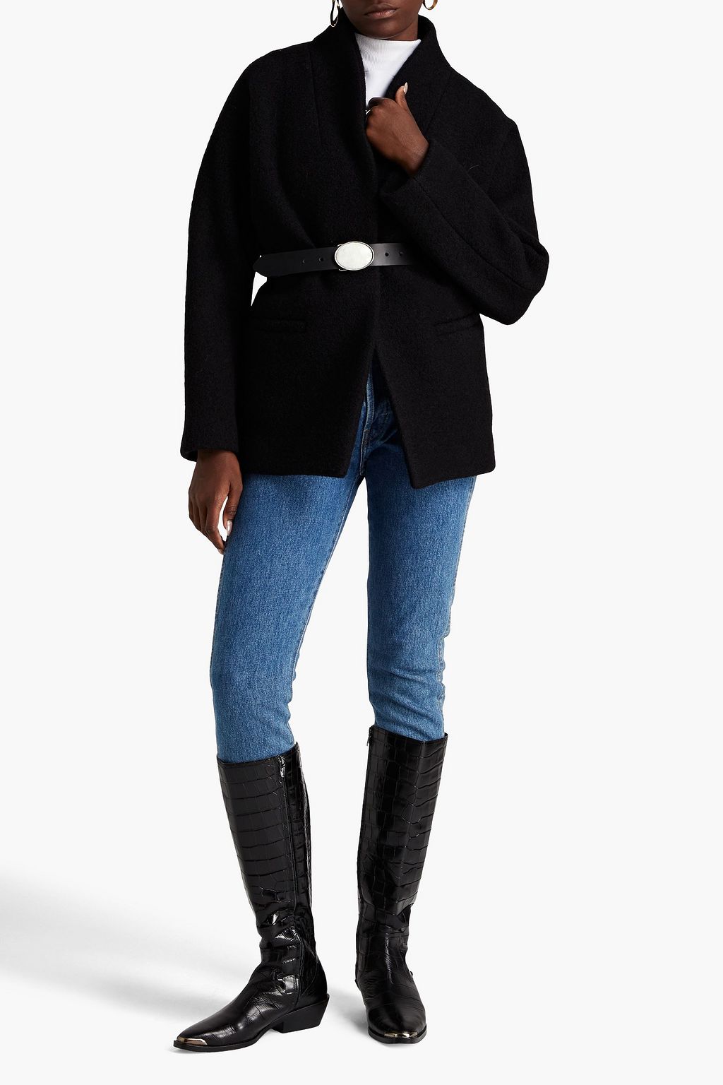 BA&SH Carole belted bouclé wool coat