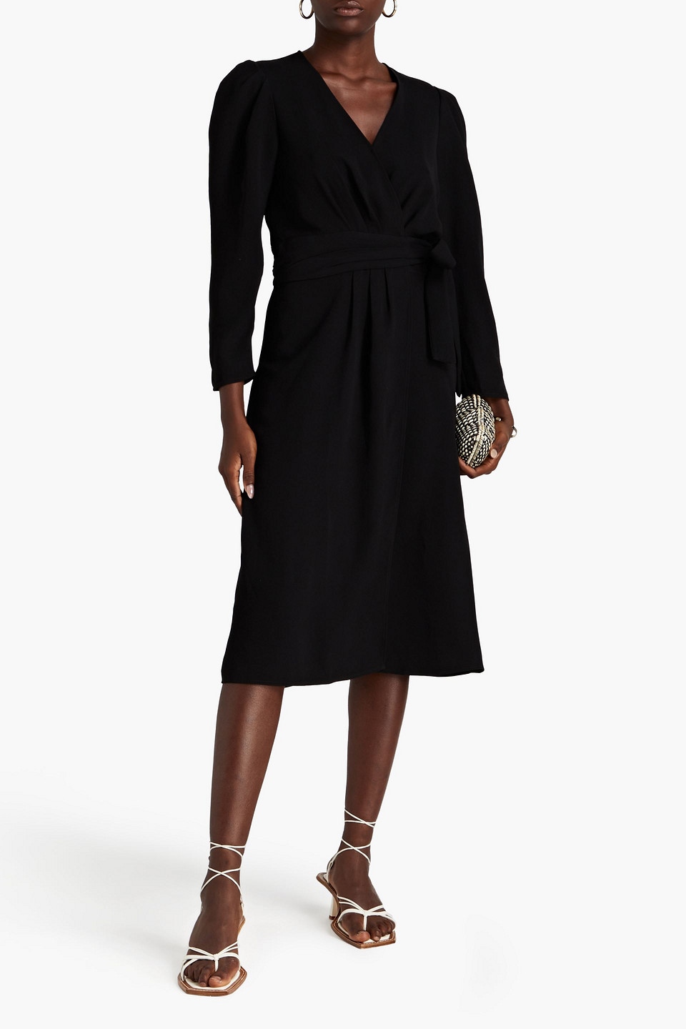  Ba&sh - Crepe Midi Wrap Dress - Black - 0 