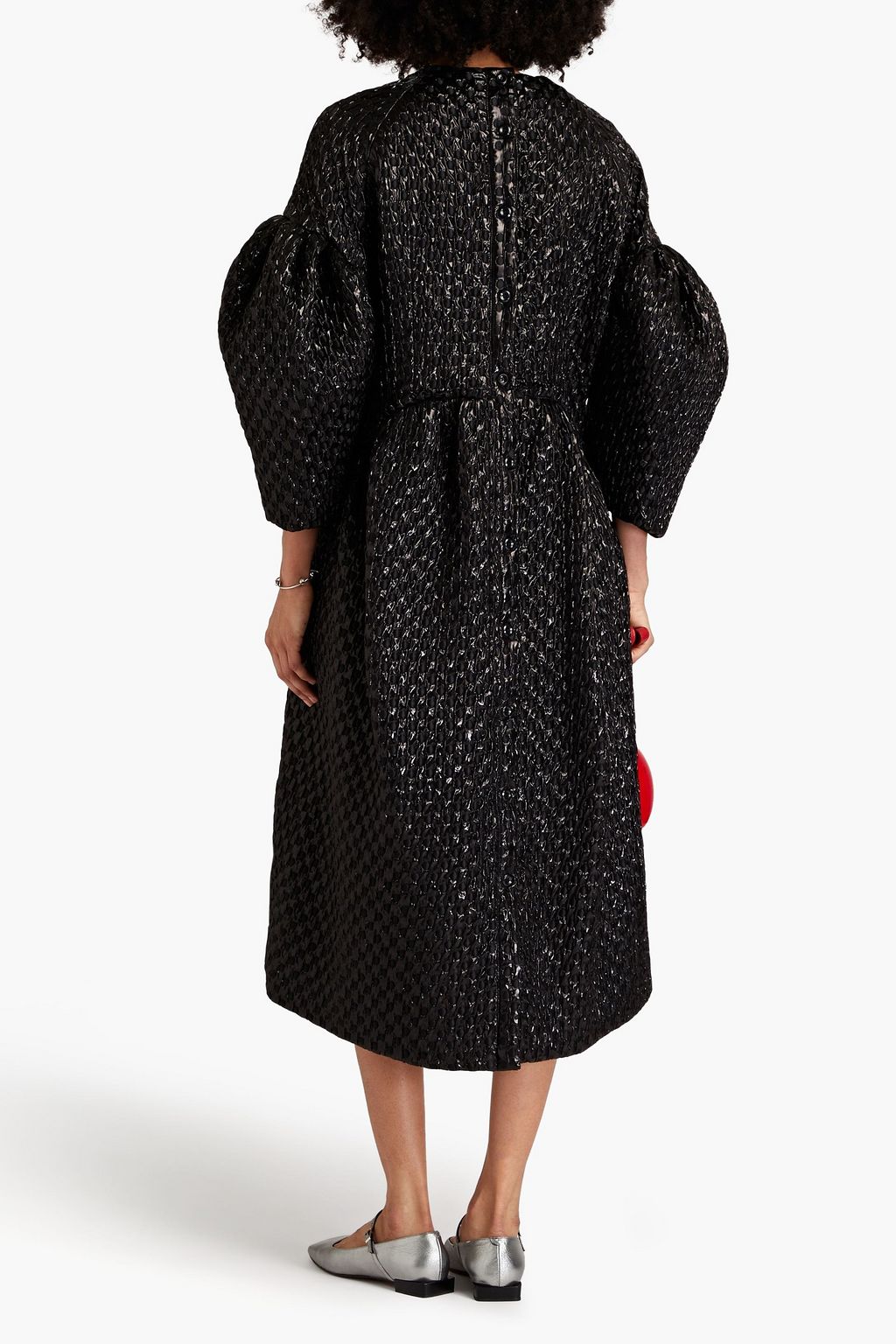 SIMONE ROCHA 오버사이즈 메탈릭 클로케 미디 드레스