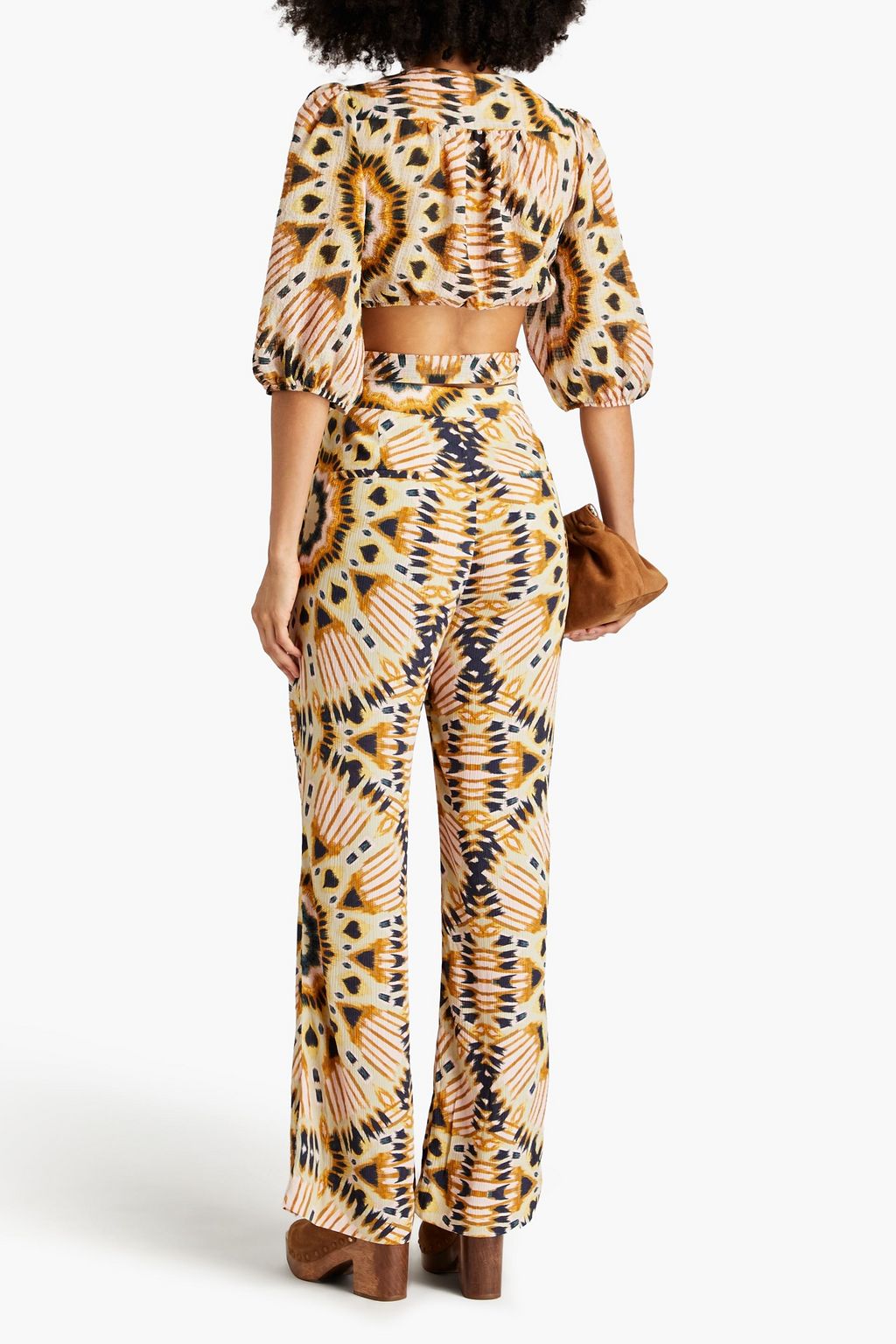 BA&SH Clyde printed crinkled-crepe wide-leg pants