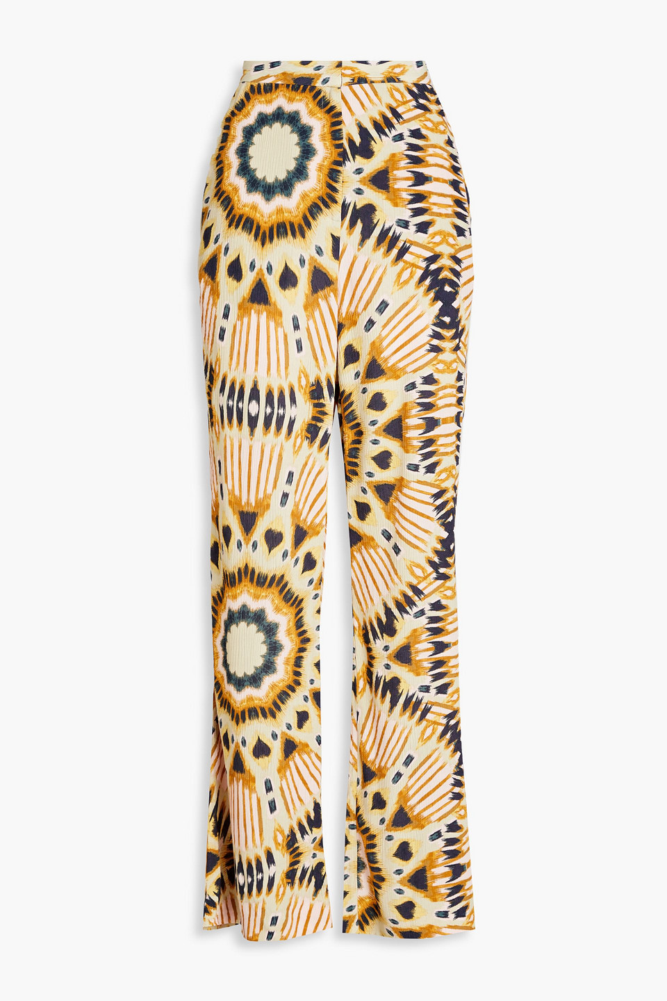 Ba&sh Printed Crinkled Crepe Wide-leg Pants In Saffron