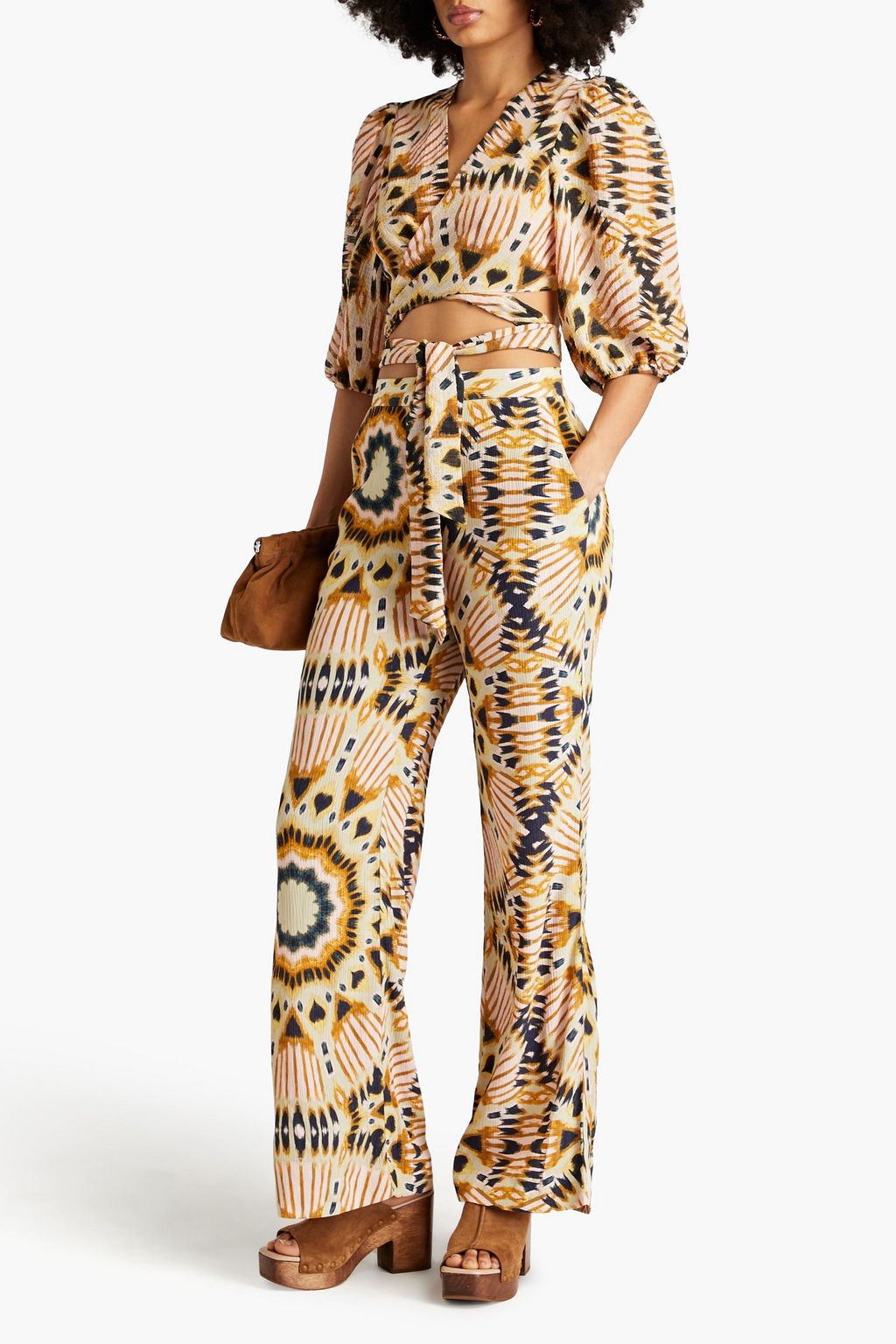 BA&SH Clyde printed crinkled-crepe wide-leg pants