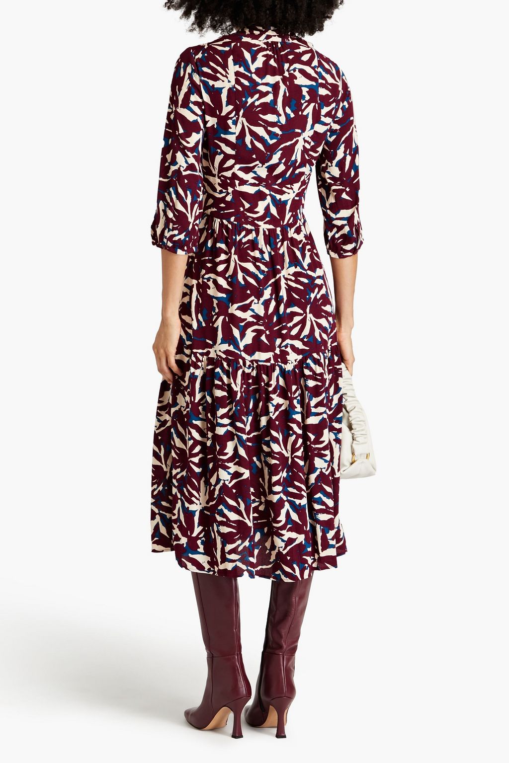 BA&SH Toline gathered printed crepe midi dress