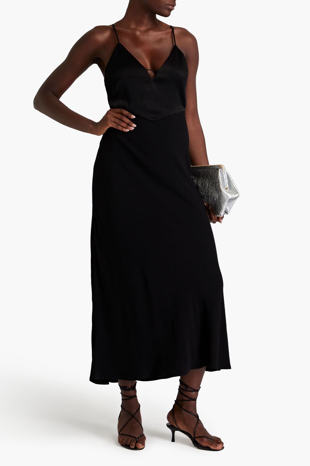 BA&SH Ninon open-back paneled cady midi slip dress