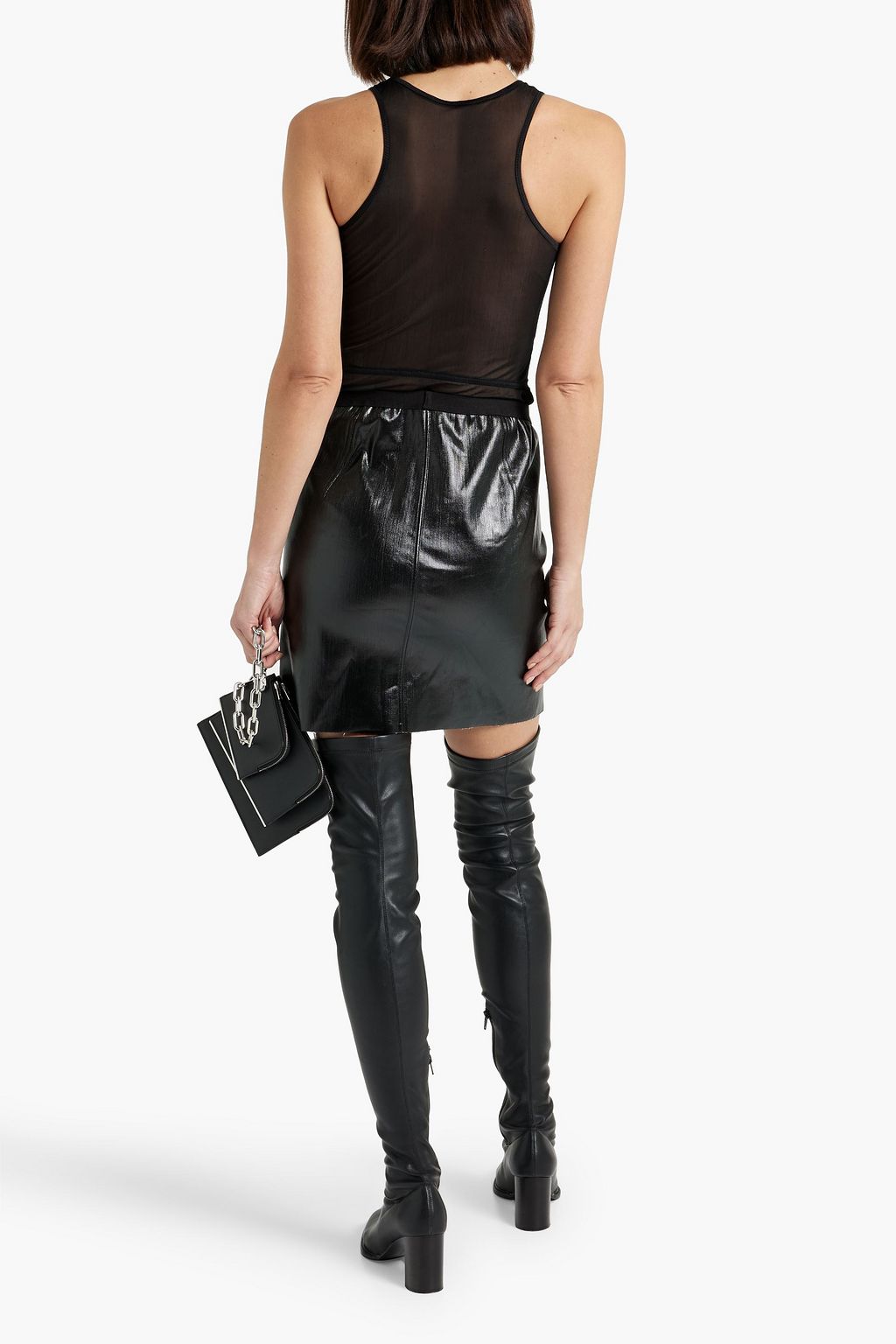 RICK OWENS Sacrimini coated denim mini skirt