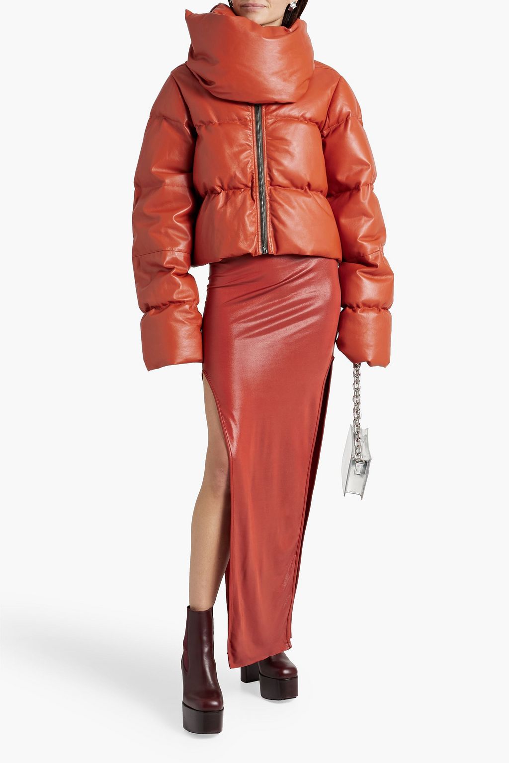 RICK OWENS Quilted leather down jacket