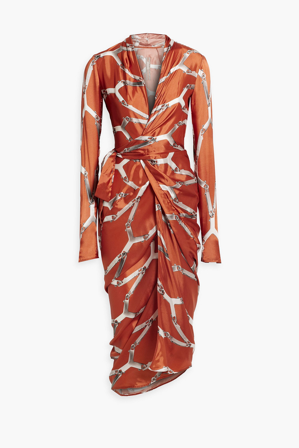 Rick Owens Printed satin-twill wrap dress