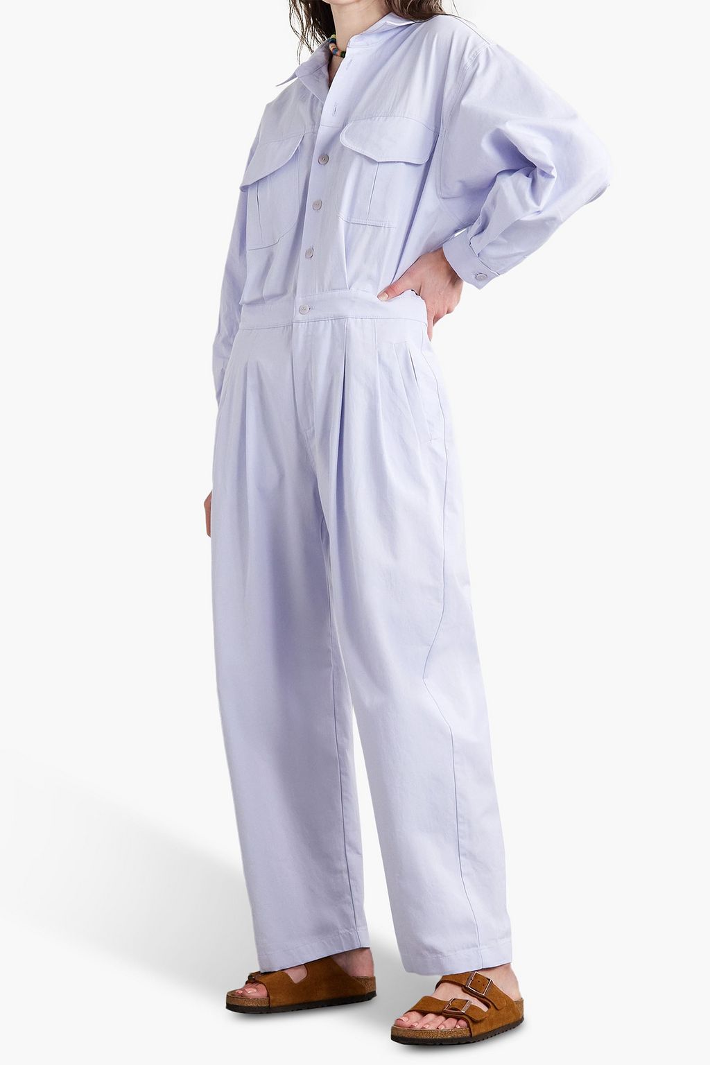 PARADISED Robin pleated cotton-twill jumpsuit
