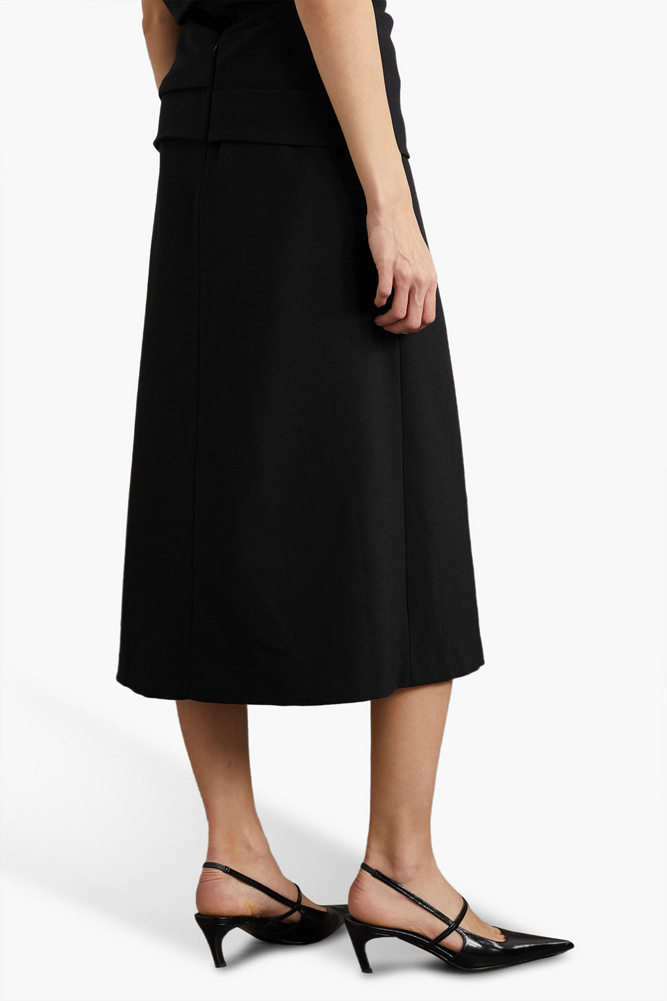 Totême Pleated Crepe Midi Skirt In Black