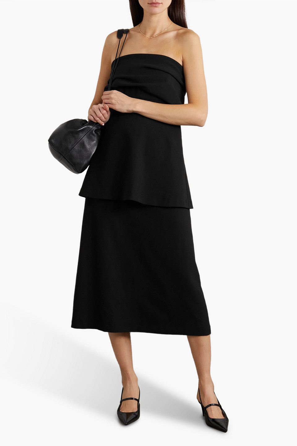 Totême Pleated Crepe Midi Skirt In Black