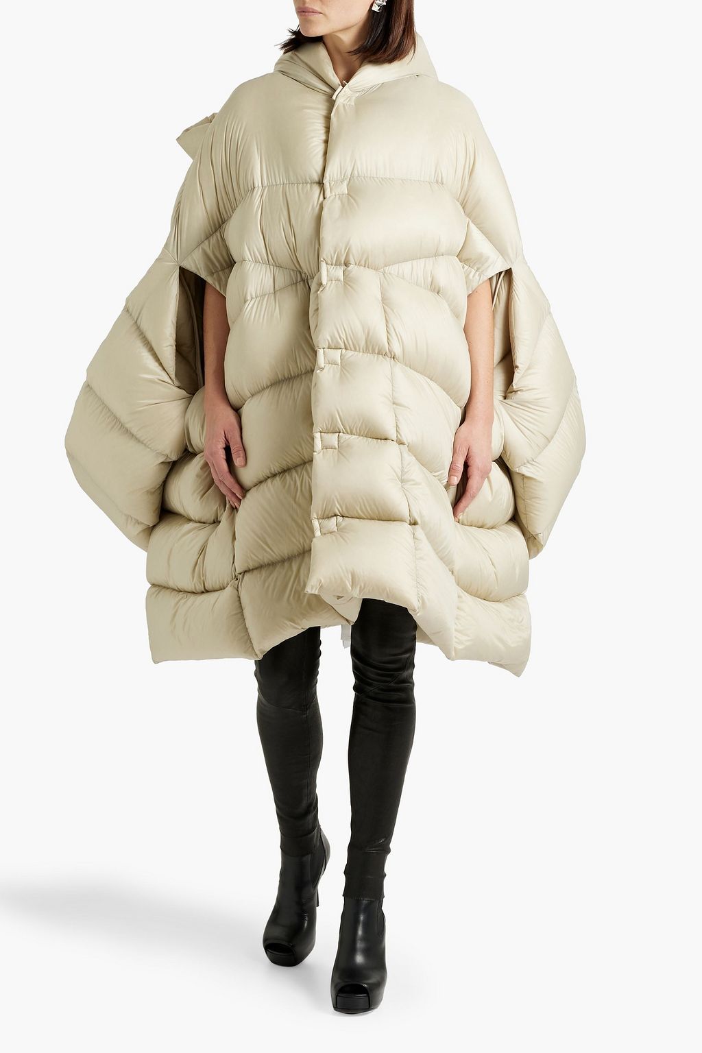 RICK OWENS Geth convertible quilted shell hooded down coat