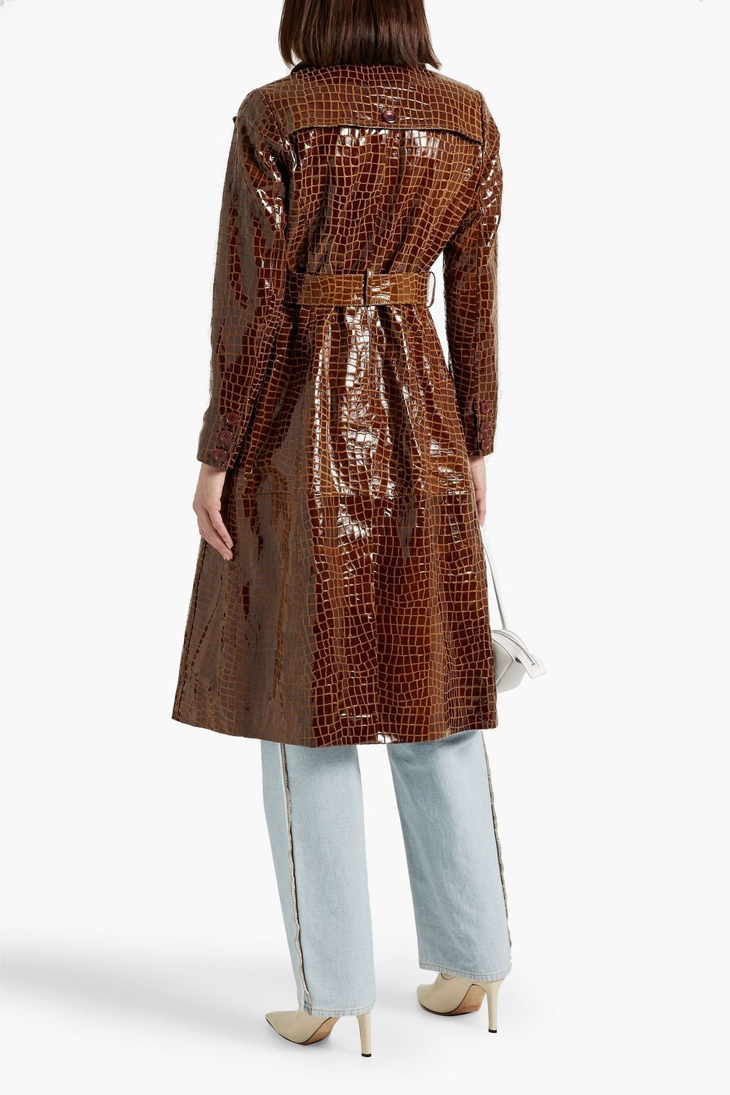 MUUBAA Glossed croc-effect leather trench coat