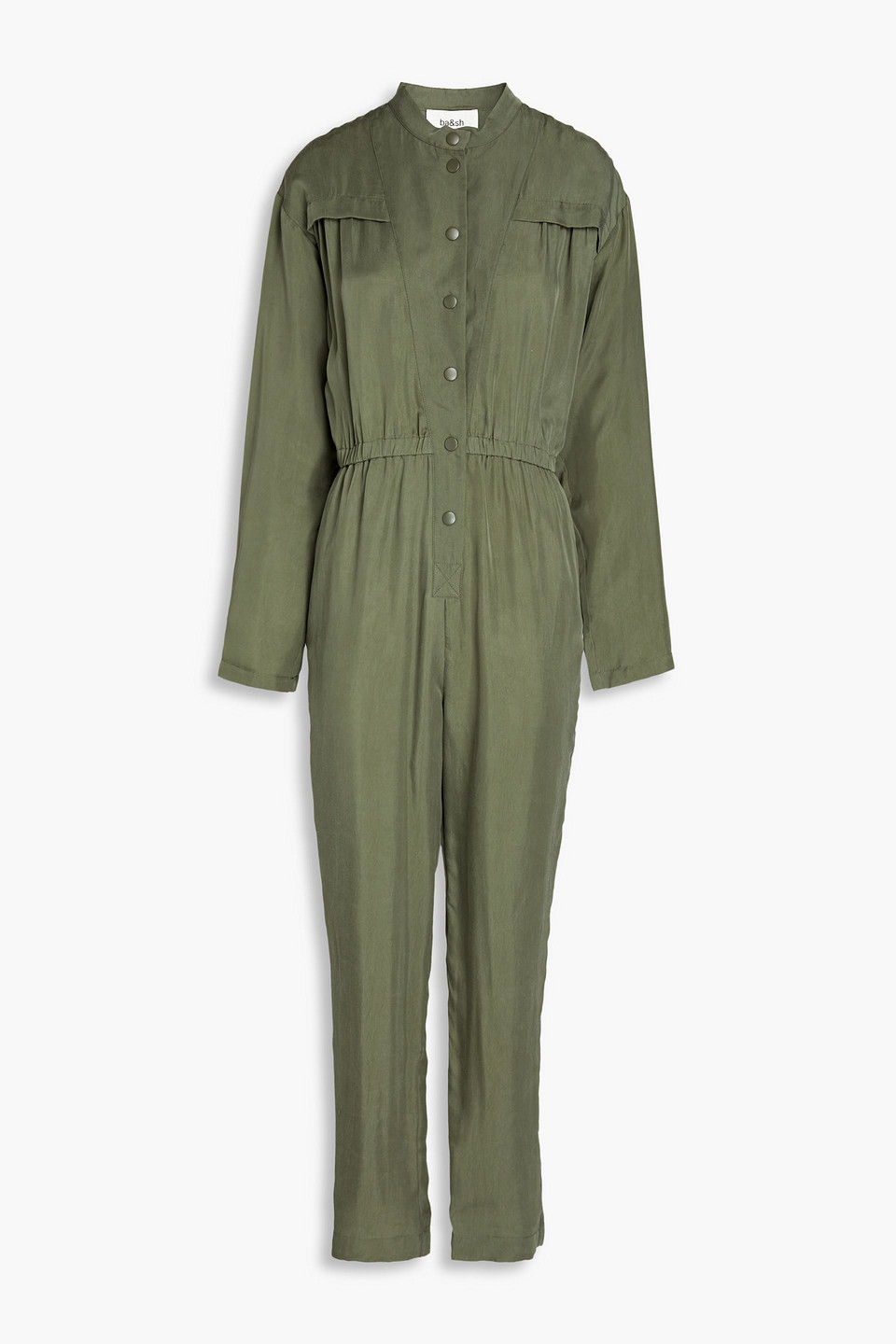 Shop Ba&sh Anissa Cupro Jumpsuit In Army Green