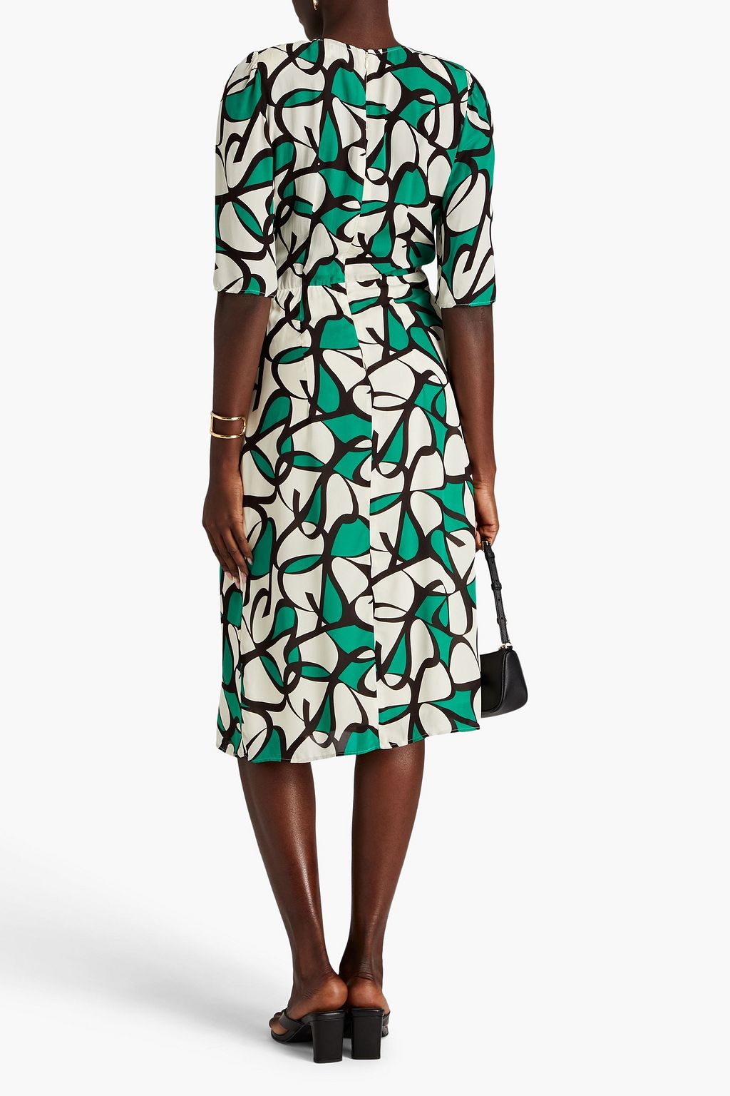 BA&SH Paz twist-front printed crepe de chine midi dress