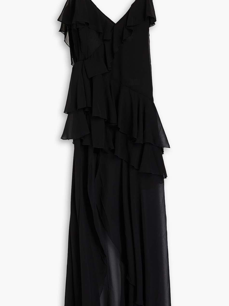 alva ruffle-trimmed chiffon maxi dress