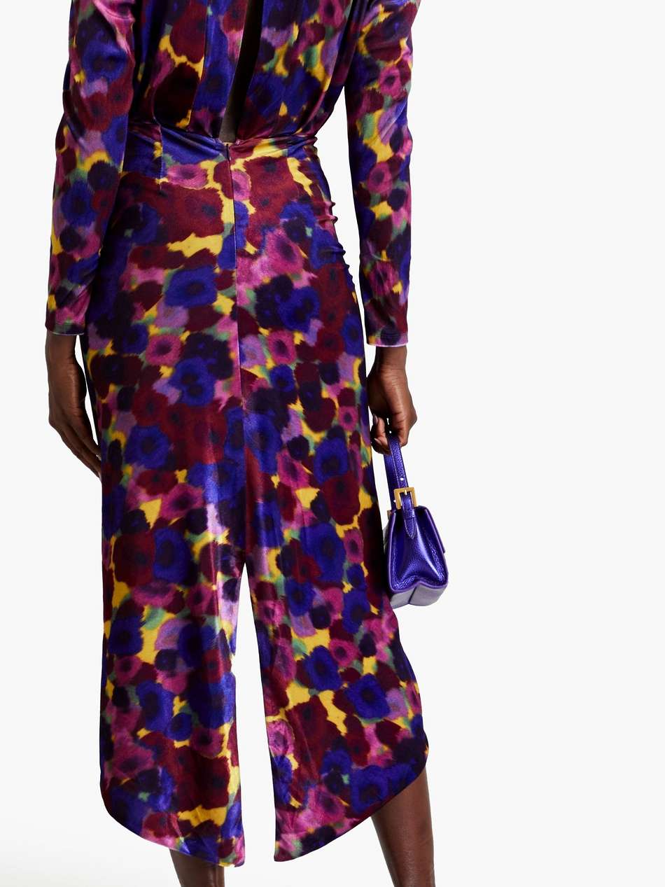 astrid printed stretch-velvet midi dress