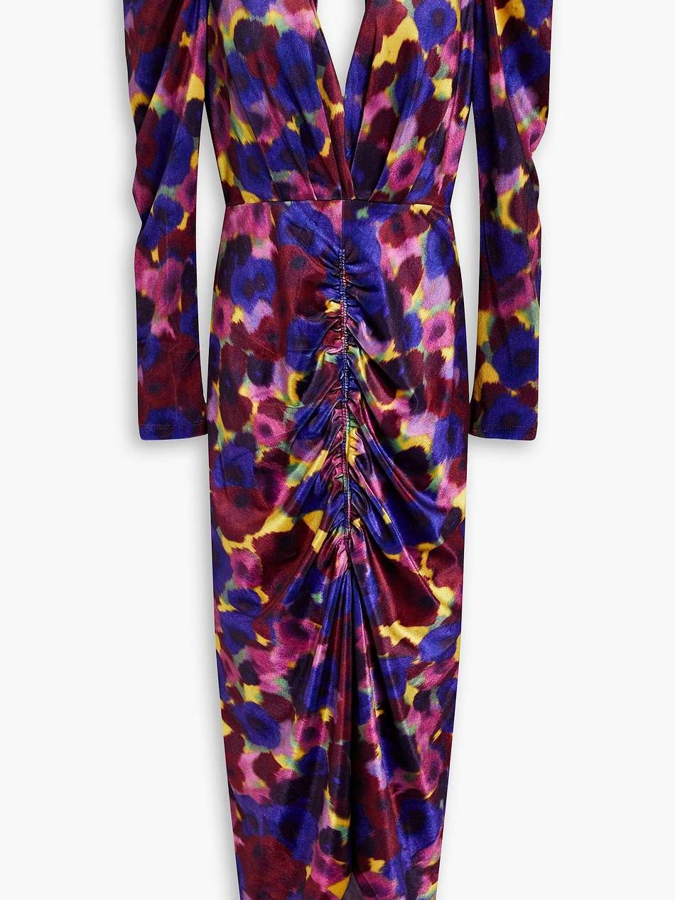 astrid printed stretch-velvet midi dress