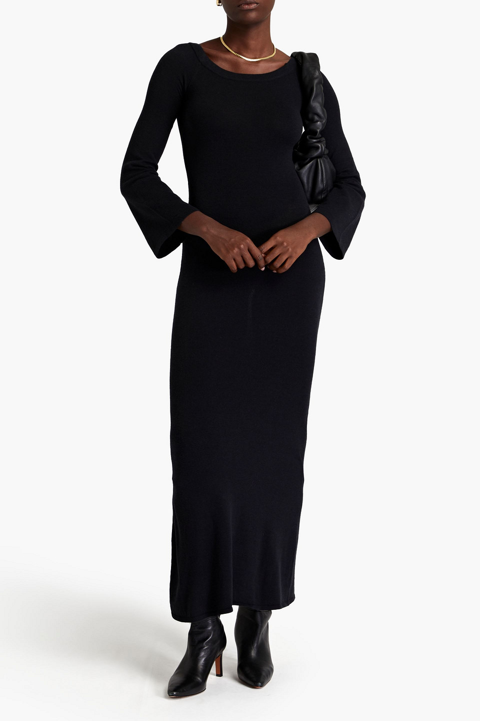 Shop Ronny Kobo Madelyn Knitted Maxi Dress In Black