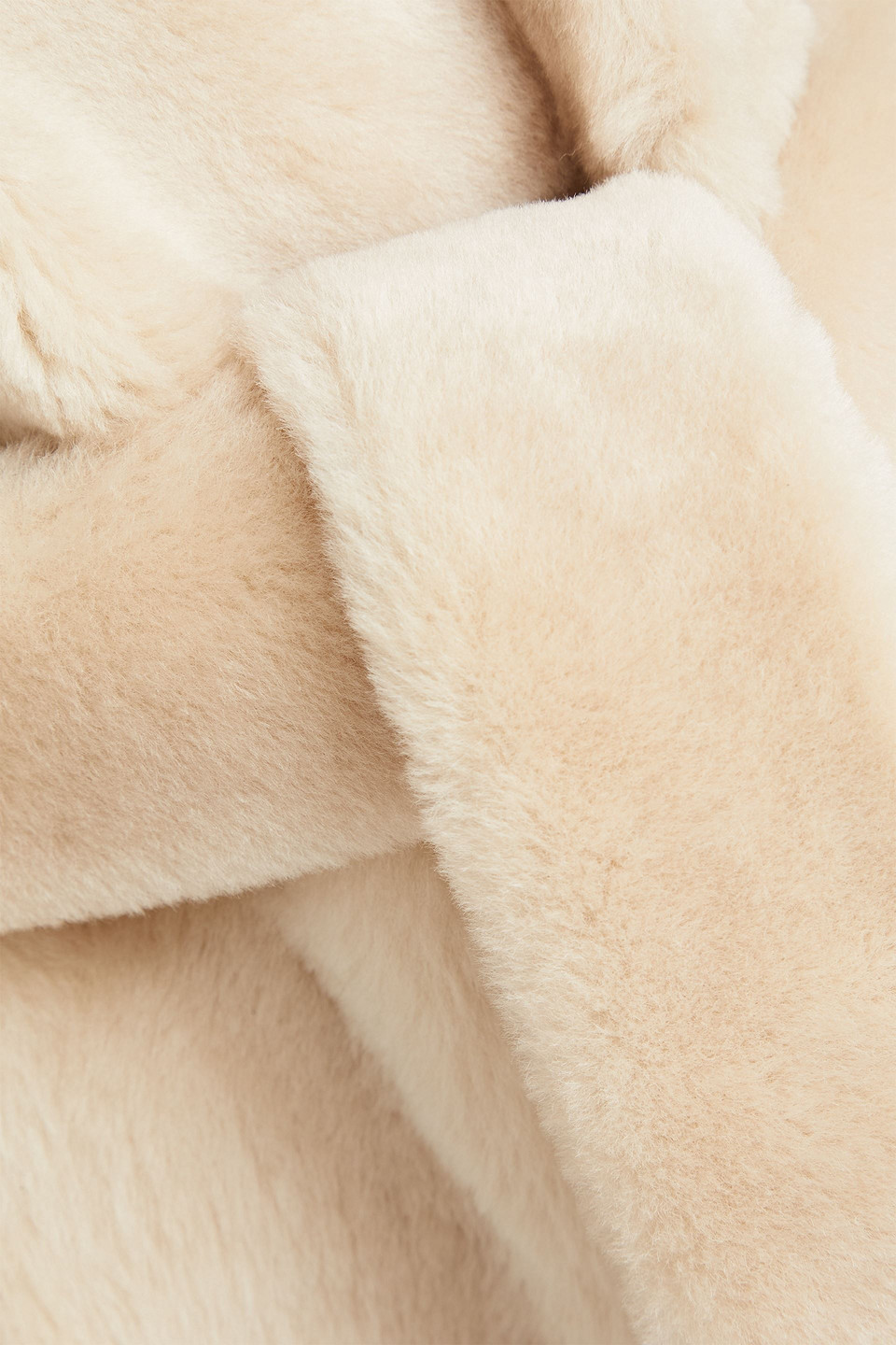 Shop Yves Salomon Belted Shearling Coat In Ecru