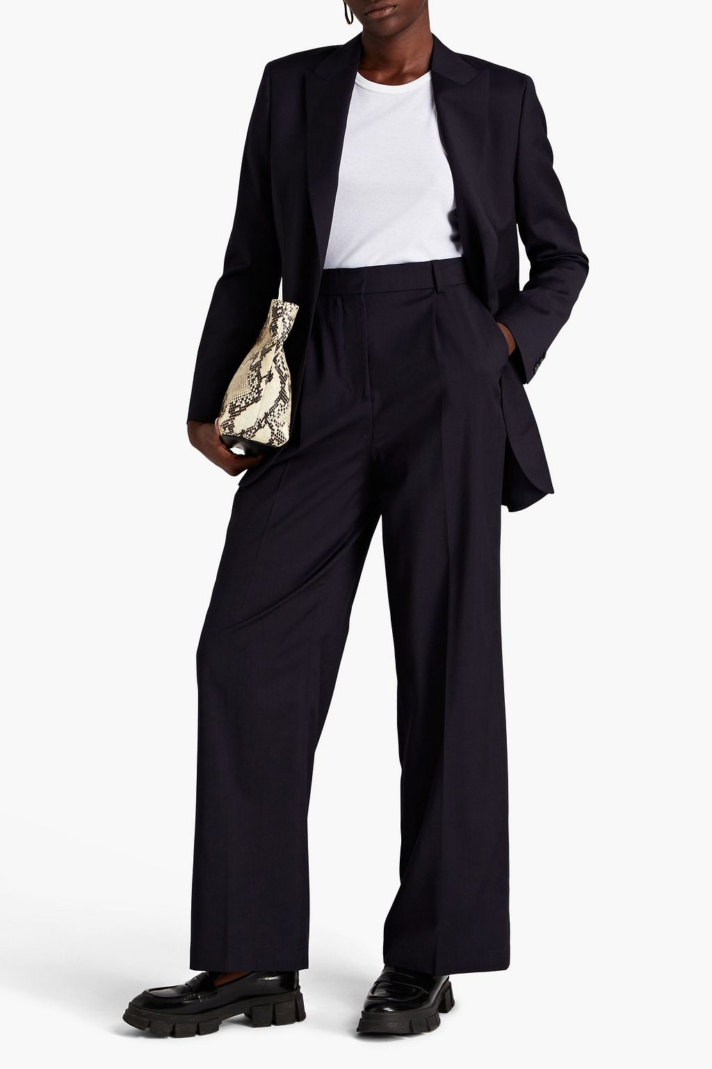 BA&SH Pleated wool-twill wide-leg pants