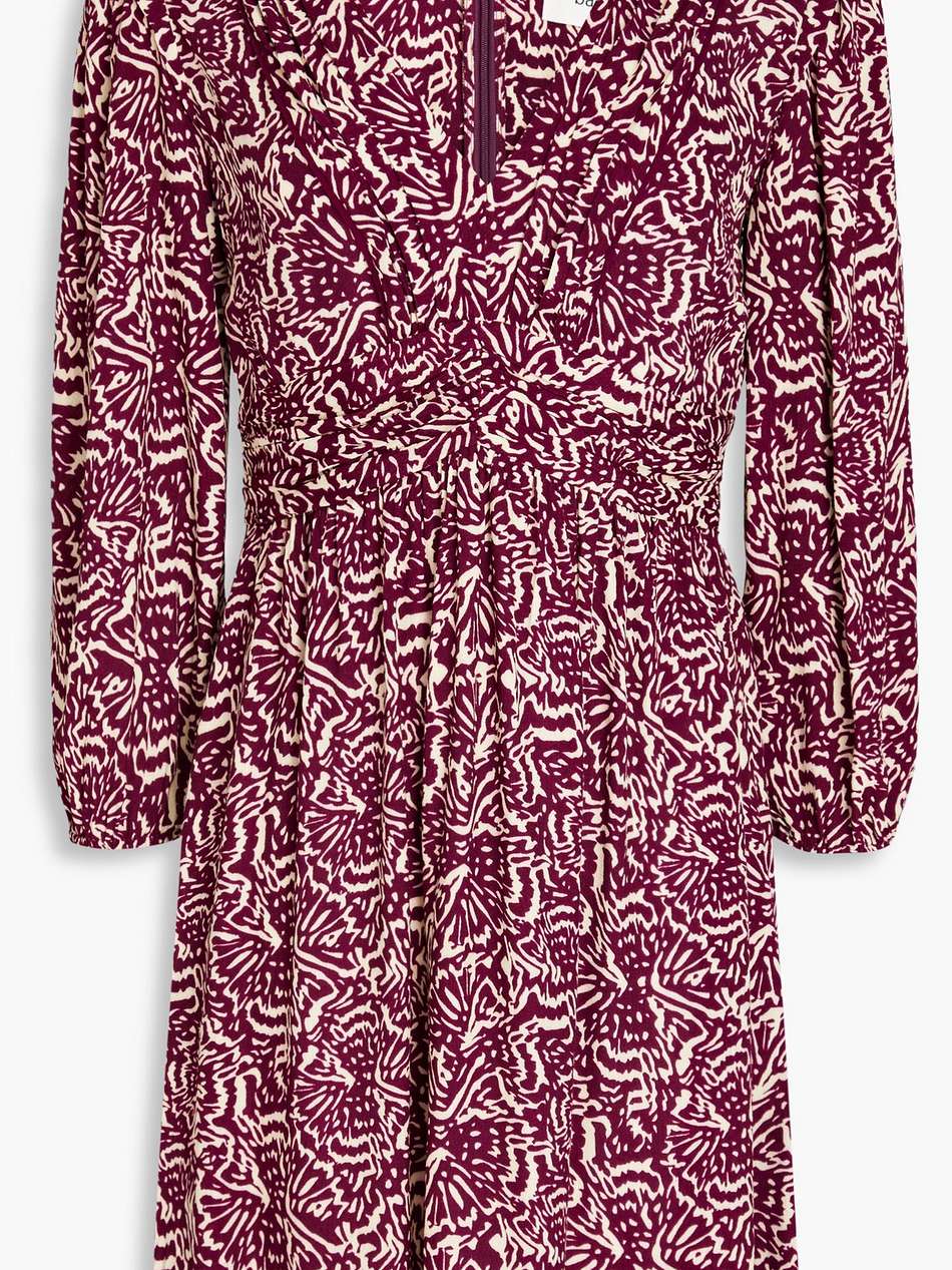lia pleated printed crepe mini dress