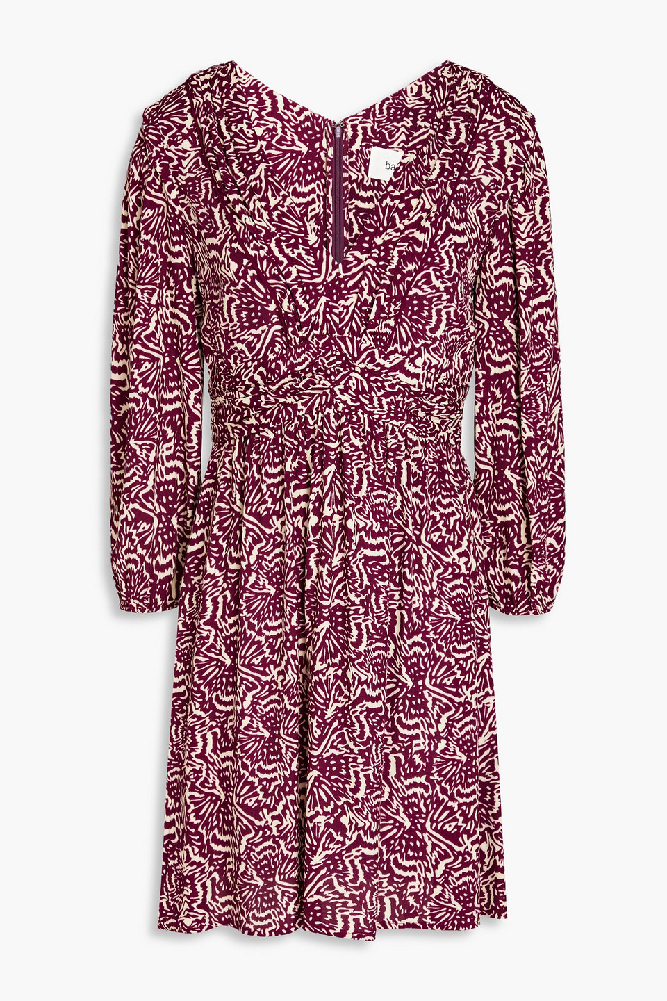 Ba&sh Lia Pleated Printed Crepe Mini Dress In Plum