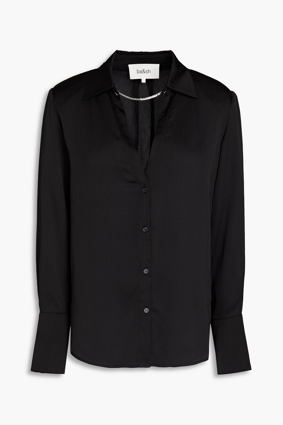 Ba&sh Kurtis Hammered Satin-crepe Shirt In Black