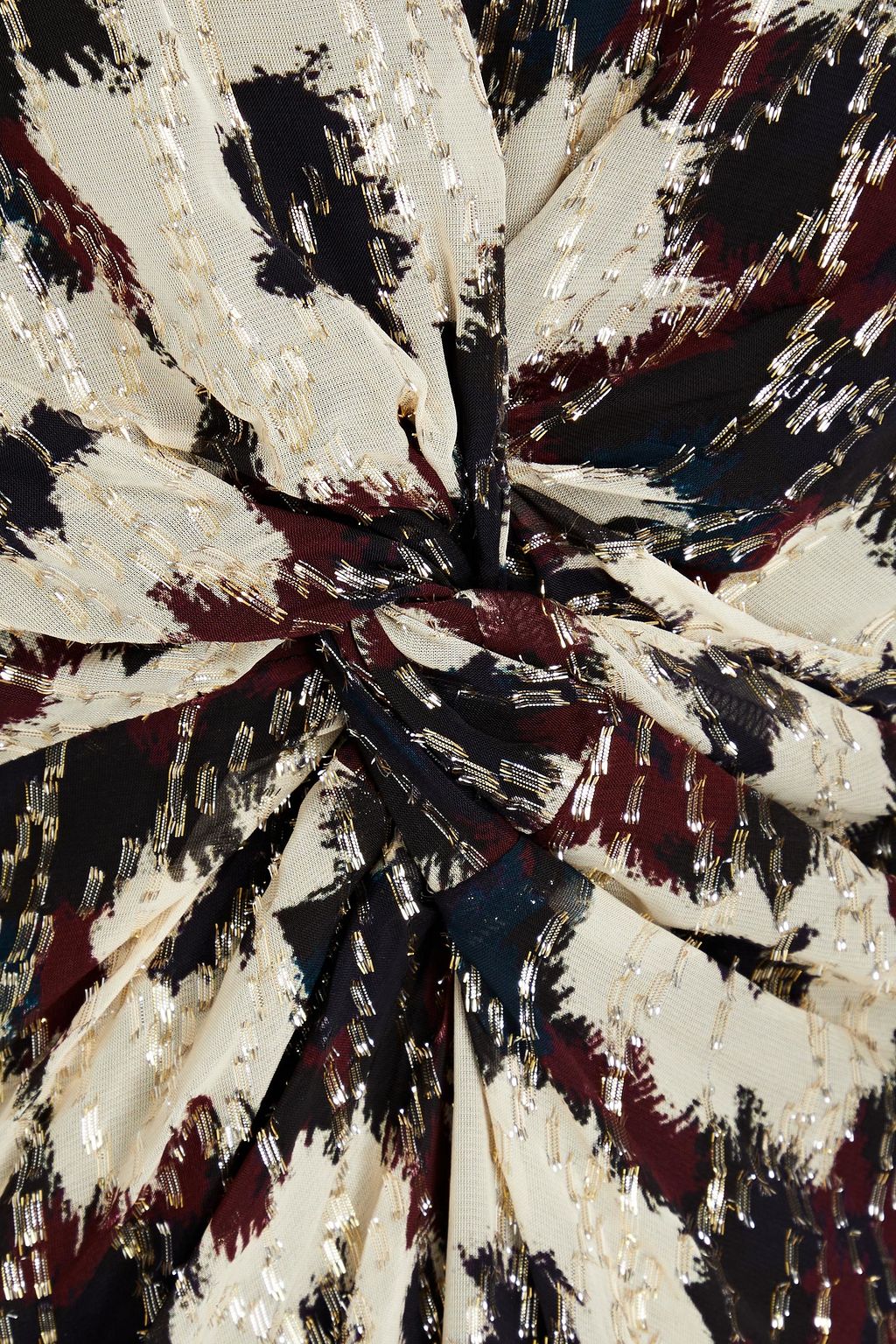 BA&SH Kaz twisted metallic printed fil coupé midi dress