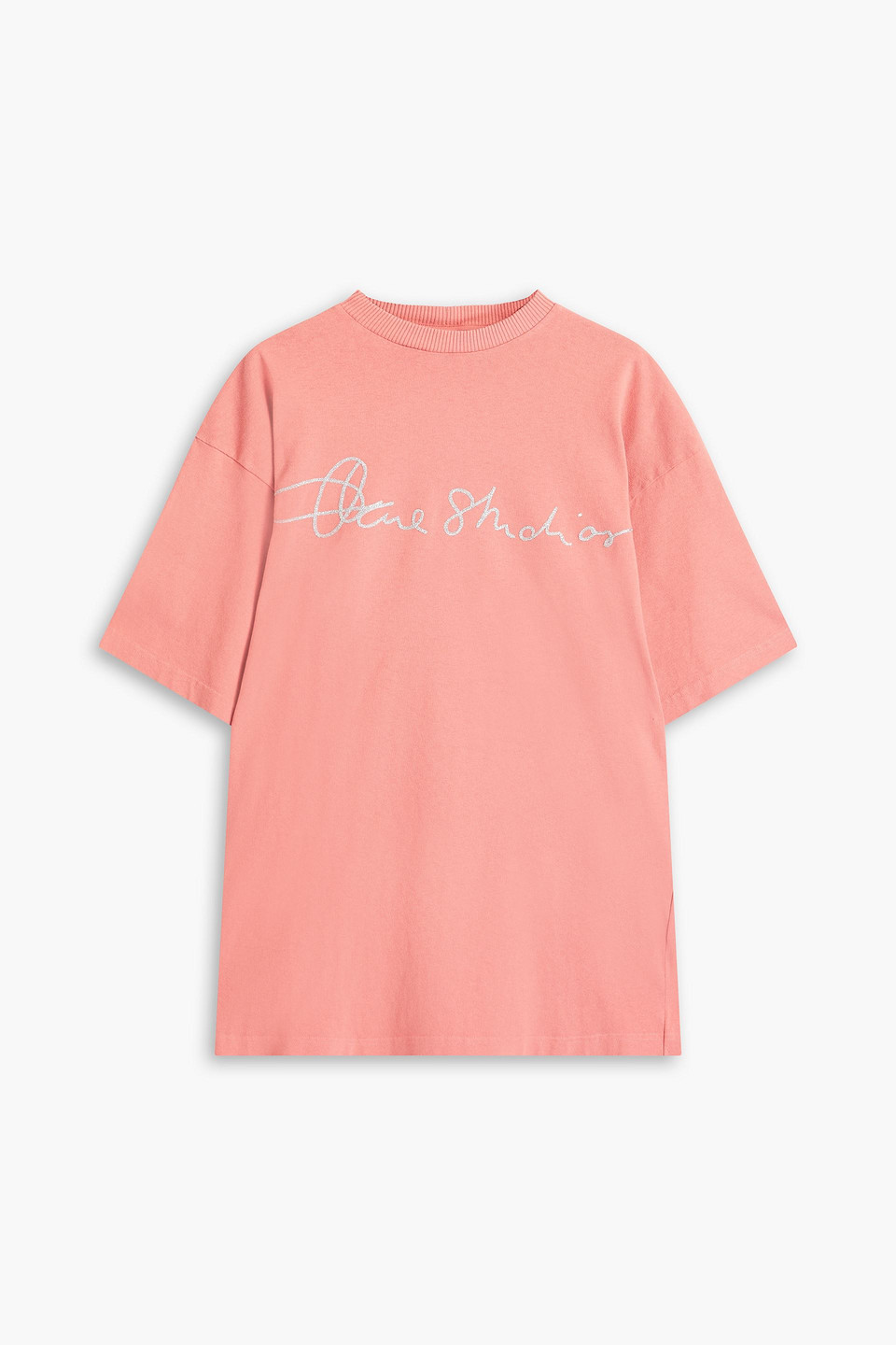 Acne Studios Embroidered Cotton-jersey T-shirt In Antique Rose