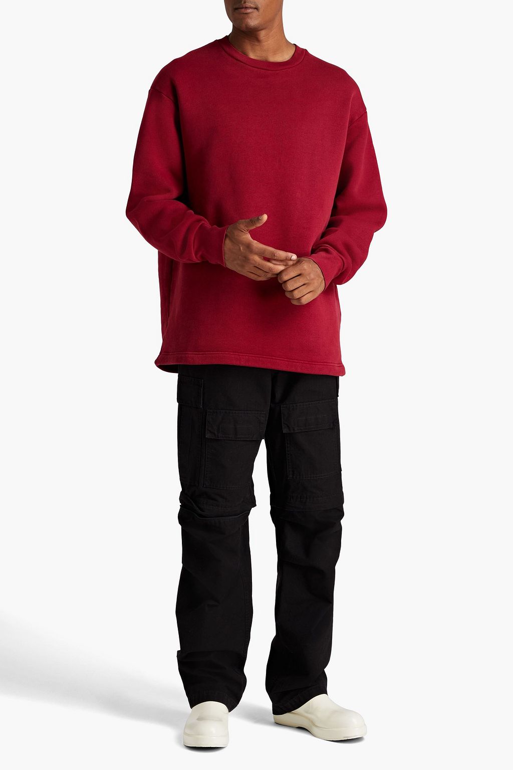 Embroidered cotton fleece sweatshirt claret XS