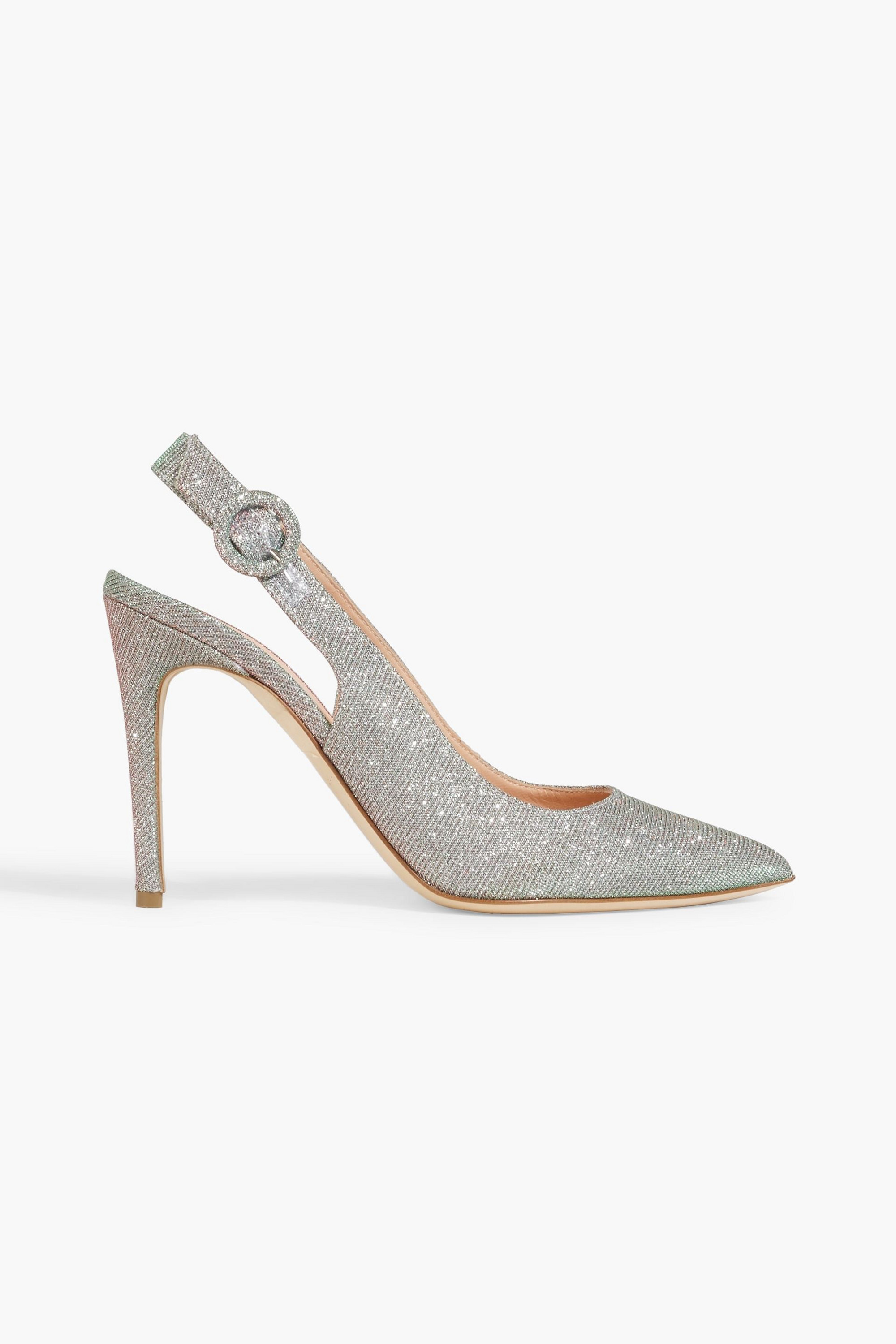 RUPERT SANDERSON Diana lamé slingback pumps